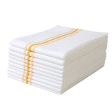 Napkins, Cloth, 18.50 x 22.75 Inch, White with Yellow Stripes,1 - 10 COUNT