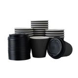 Cups, Hot, 8 Ounce, Paper, Gray, Ripple Wall, with Black Lid,1 - 20 COUNT