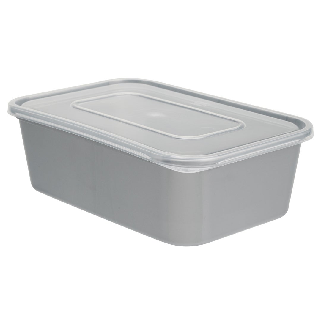 Containers, Food, 25 Ounce 6.75 x 4.5 x 2.25 Inch, Microwavable Plastic, Silver, Rectangle, with Clear Lid,1 - 100 COUNT
