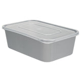 Containers, Food, 25 Ounce 6.75 x 4.5 x 2.25 Inch, Microwavable Plastic, Silver, Rectangle, with Clear Lid,1 - 100 COUNT