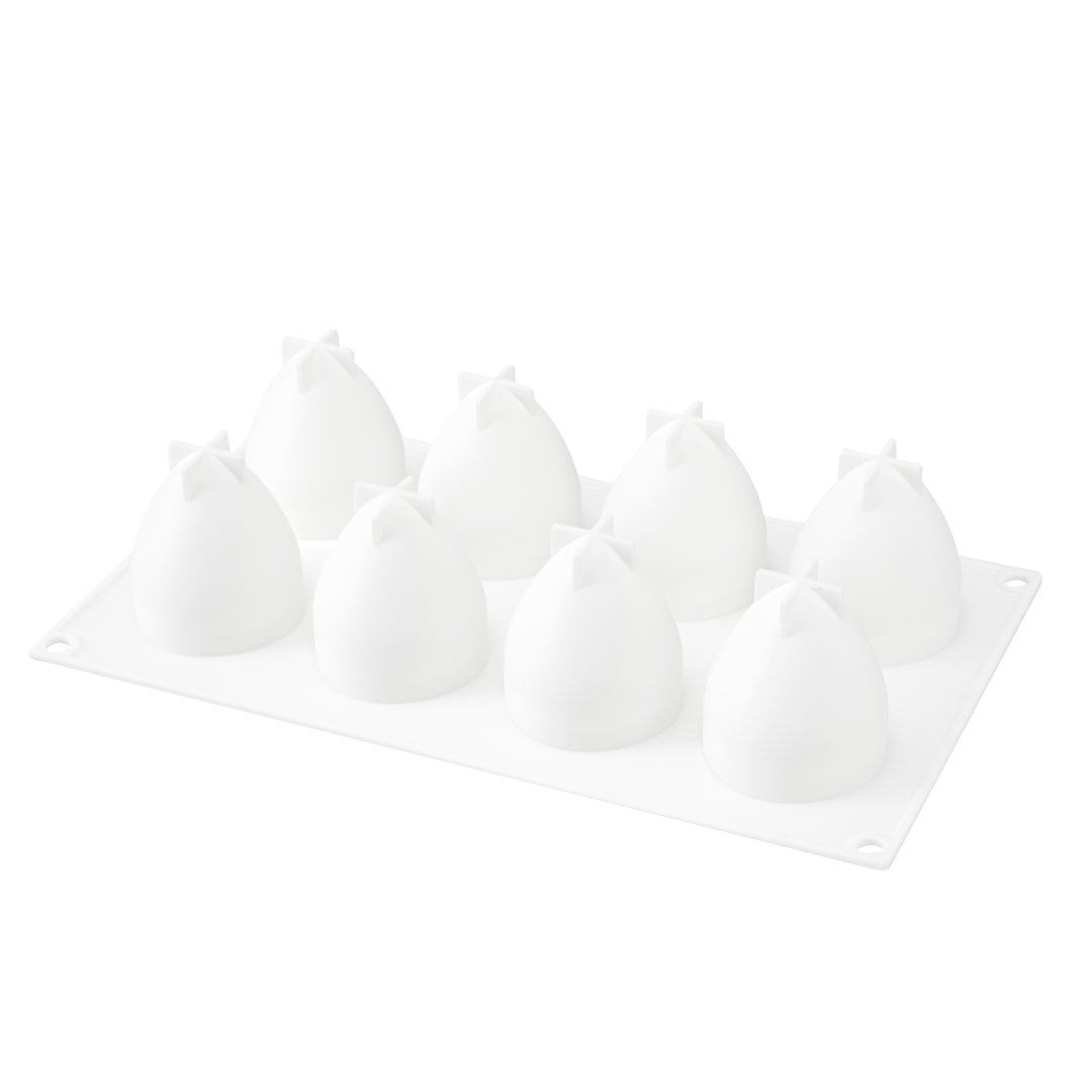 Mold, Baking, 8-Compartment, Strawberry, White, Silicone,1 - 1 EACH