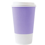 Cups, Hot, 16 Ounce, Paper, Light Purple, Ripple Wall, with White Lid,1 - 20 COUNT