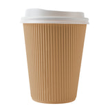 Cups, Hot, 12 Ounce, Paper, Kraft, Ripple Wall, with White Lid,1 - 20 COUNT