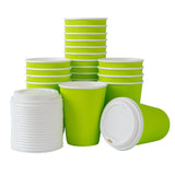 Cups, Hot, 12 Ounce, Paper, Eco Green, Ripple Wall, with White Lid,1 - 20 COUNT