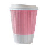 Cups, Hot, 12 Ounce, Paper, Light Pink, Ripple Wall, with White Lid,1 - 200 COUNT