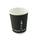 Cups, 8 Ounce, Black, Ripple Wall, 3.1 x 3.6 Inch, Compostable,25 - 40 COUNT