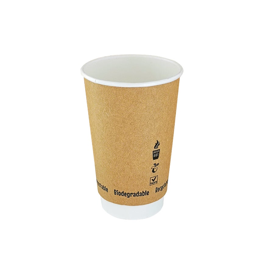 Cups, 12 Ounce, Paper, Kraft, Double Wall, 3.5 x 4.3 Inch, Compostable,12 - 24 COUNT