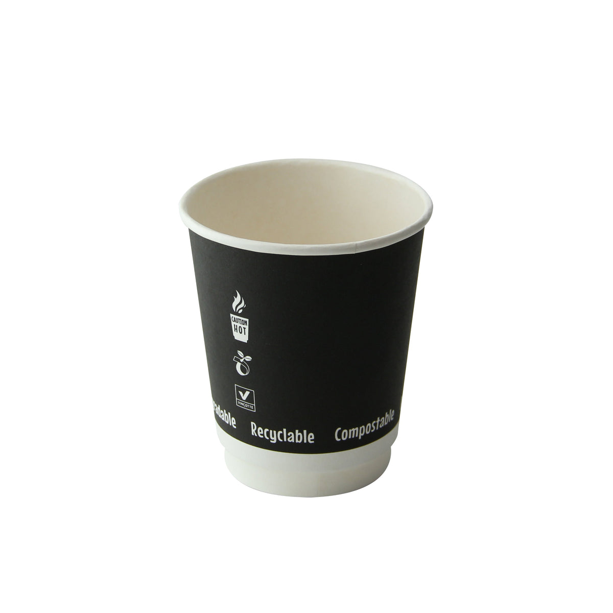 Cups, 8 Ounce, Paper, Black, Double Wall, 3.15 x 3.5 Inch, Compostable,20 - 25 COUNT