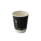Cups, 8 Ounce, Paper, Black, Double Wall, 3.15 x 3.5 Inch, Compostable,20 - 25 COUNT