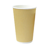 Cups, 16 Ounce, Kraft, Ripple Wall, 3.5 x 5.4 Inch, Compostable,20 - 25 COUNT