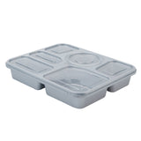 Boxes, 6-Compartment, 51 Ounce, Microwavable Plastic, Silver, 10.50 x 7.75 x 2 Inch, with Clear Lid, Tamper-Evident,1 - 100 COUNT