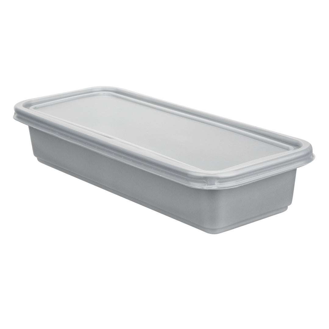 Containers, Catering, 20 Ounce, Microwavable Plastic, Silver, 8.75 x 3.75 x 1.75 Inch, Rectangular, with Clear Lid,1 - 100 COUNT