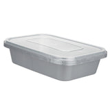 Boxes, 24 Ounce, Microwavable Plastic, Silver, 7 x 4.75 x 1.75 Inch, with Clear Lid, Tamper-Evident,1 - 100 COUNT