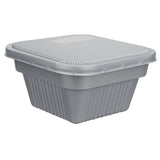 Bowls, Take-Out, 34 Ounce, Plastic, Silver, Square, 6 x 6 x 3.25 Inch,1 - 100 COUNT