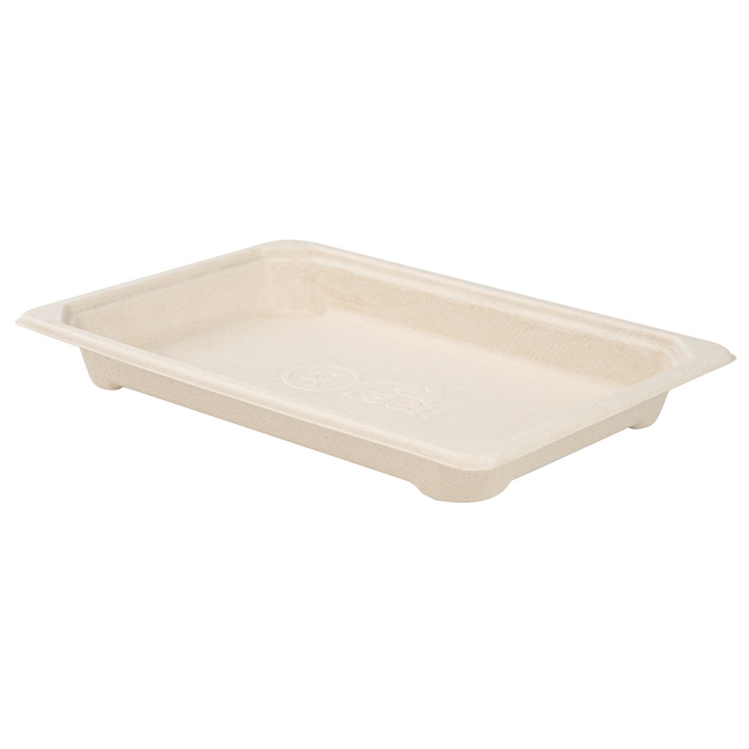 Trays, Sushi, 6.50 x 4.50 x 0.75 Inch, Paper, Natural, Rectangular, Sugarcane Bagasse,1 - 100 COUNT