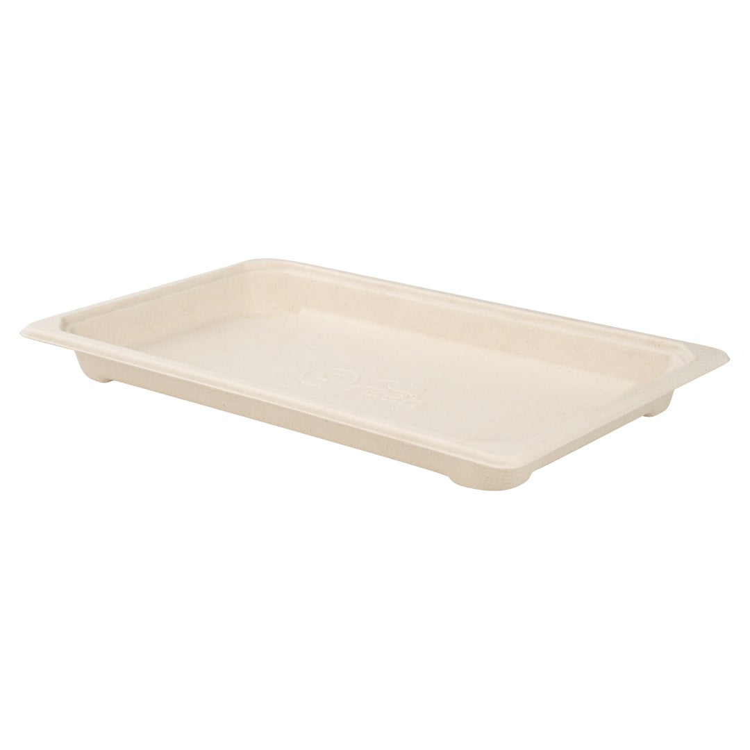 Trays, Sushi, 8.50 x 5.25 x 0.75 Inch, Paper, Natural, Rectangular, Sugarcane Bagasse,1 - 100 COUNT