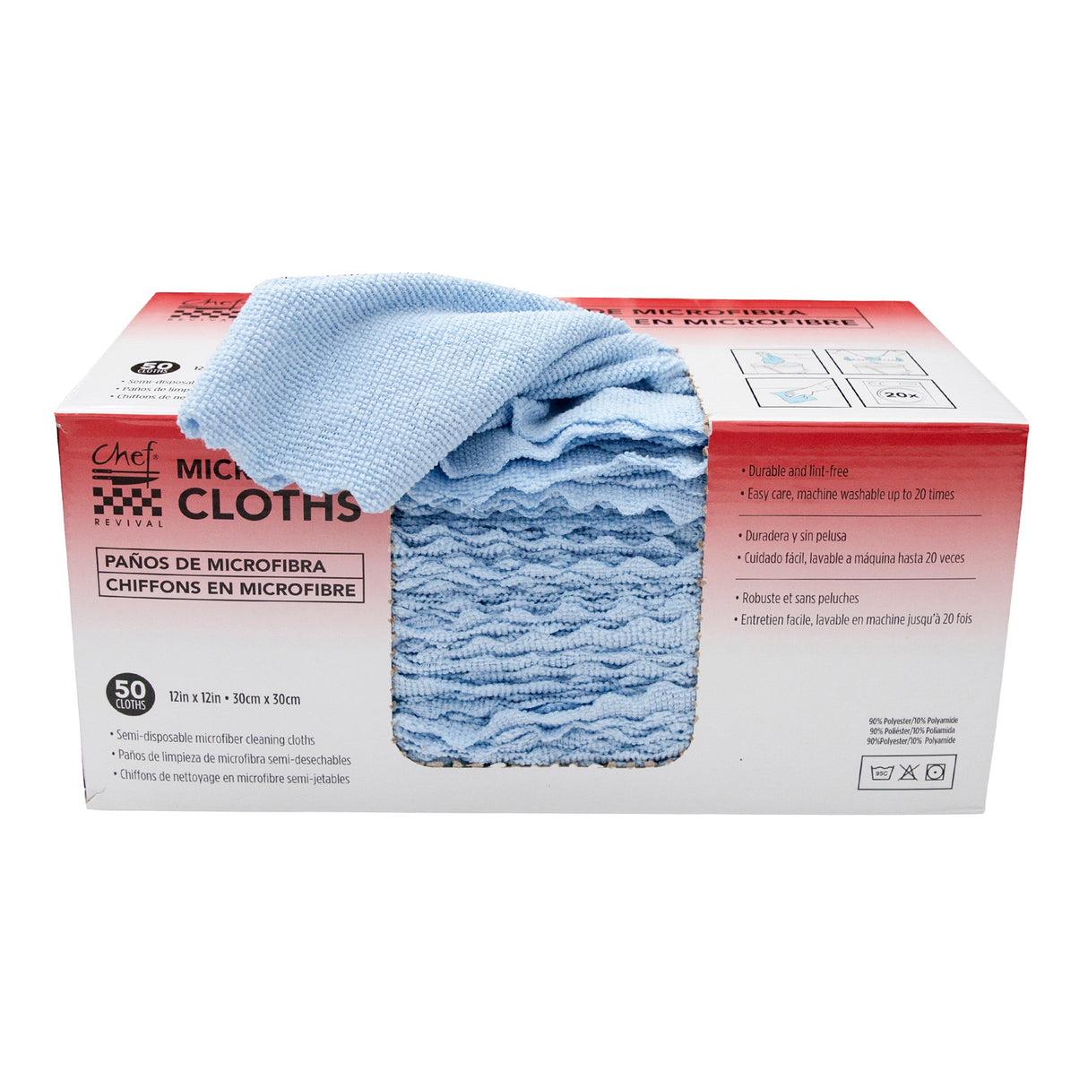 Cloths, Cleaning, 12 x 12 Inch, Blue, Microfiber,1 - 50 COUNT