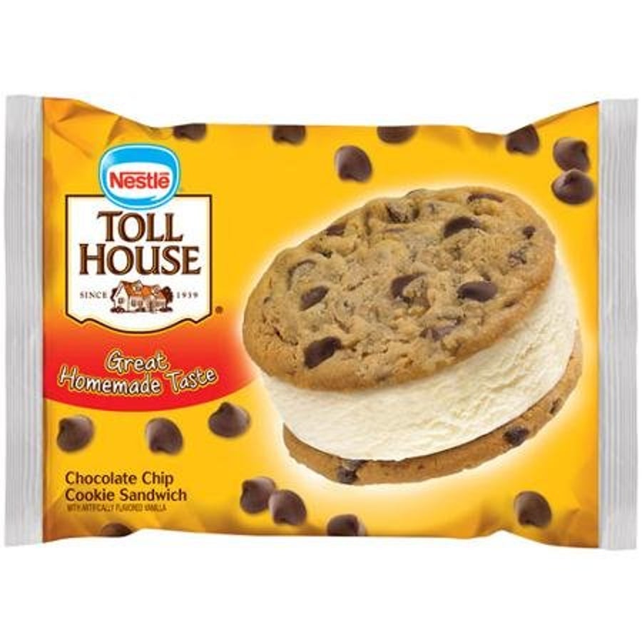 Ice Cream Sandwiches, Chocolate Chip Cookie,12 - 6 FLUID