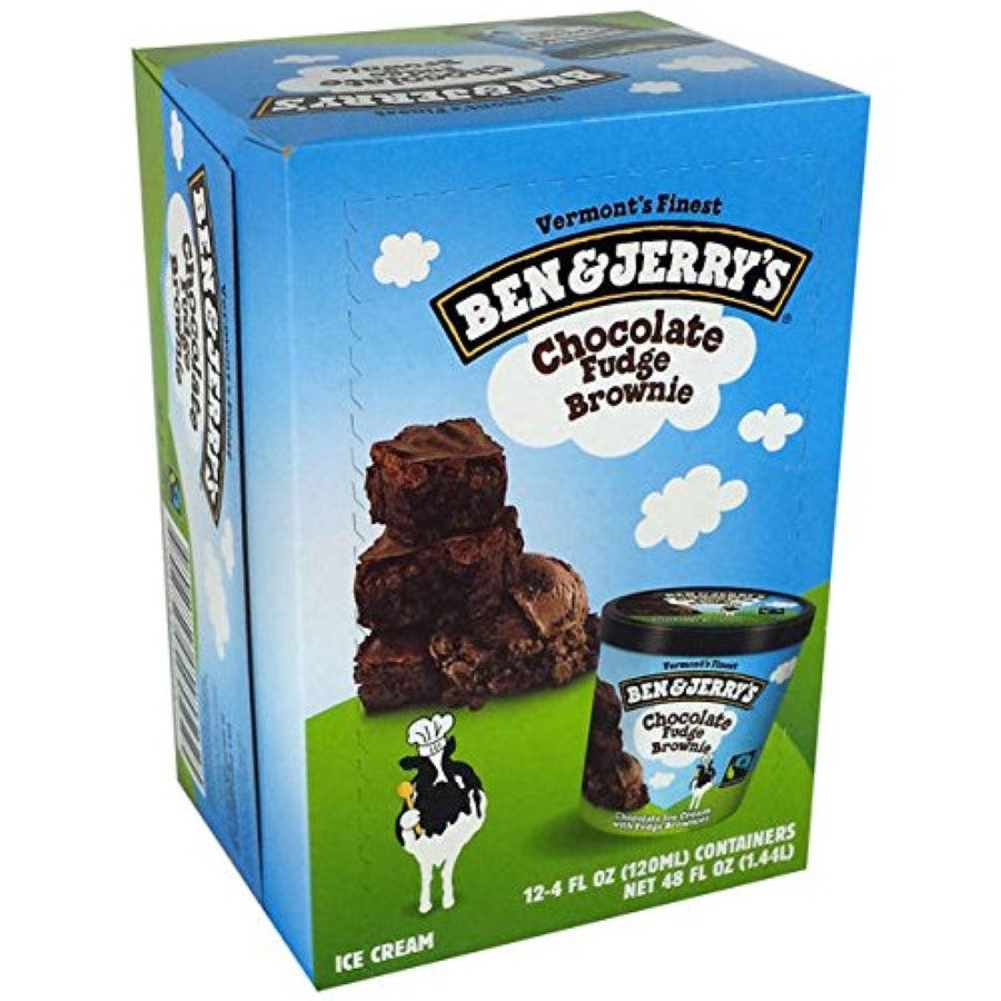 Ice Cream, Hard Serve, Chocolate Fudge Brownie, Cup,12 - 4 OUNCE