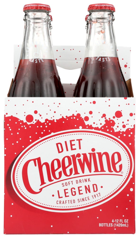 Soft Drink, Cheerwine, Diet, Single-Serve, Glass, 12 Fluid Ounce,6 - 4 COUNT