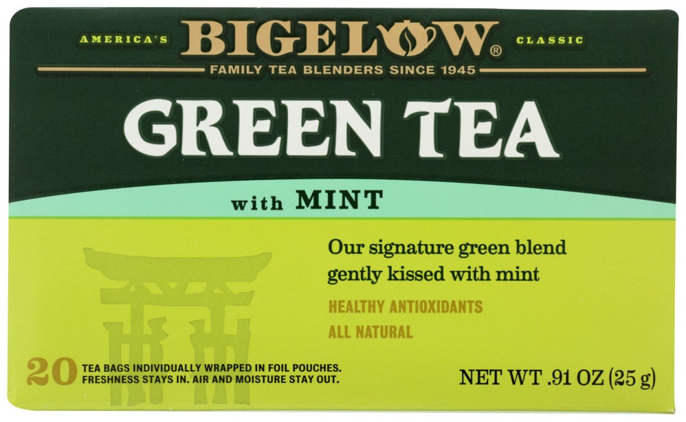 Tea, Green, Mint, Individually Wrapped with String,6 - 20 COUNT
