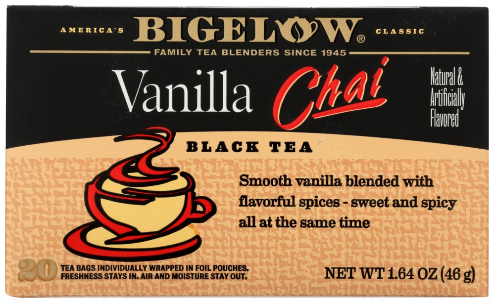 Tea, Black, Chai Vanilla, Individually Wrapped with String,6 - 20 COUNT