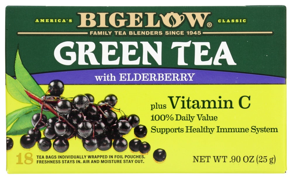Tea, Green, Elderberry, with Vitamin C, Individually Wrapped with String,6 - 18 COUNT