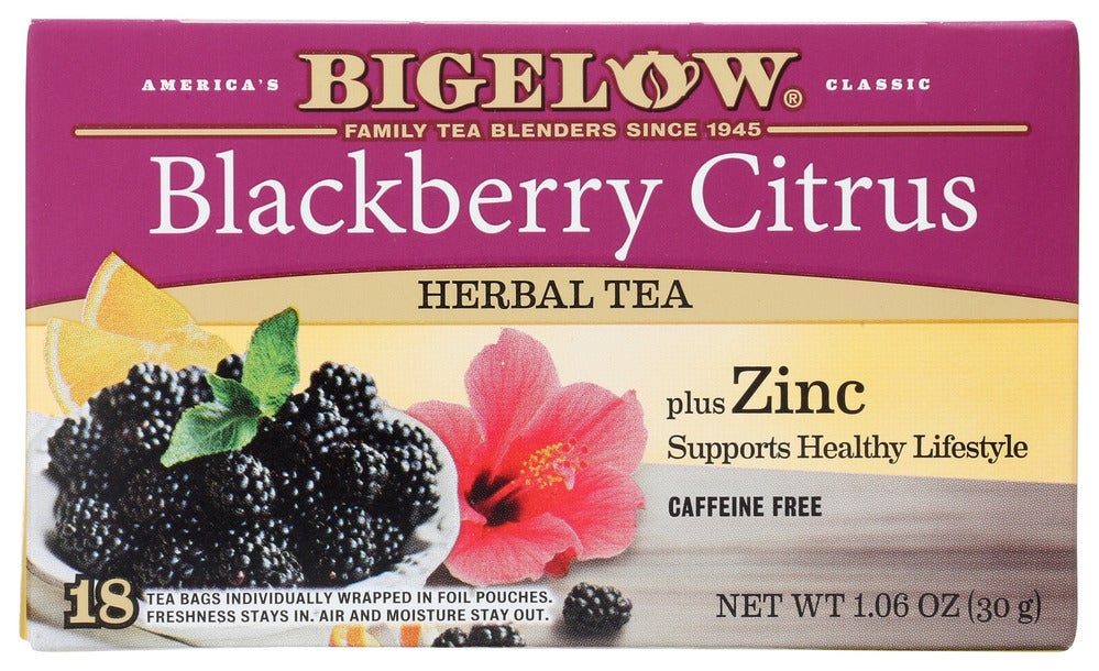 Tea, Herbal, Blackberry Citrus, with Zinc, Individually Wrapped with String,6 - 18 COUNT