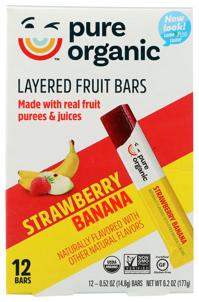 Snack Bars, Layered Fruit, Strawberry & Banana, Single-Serve, Individually-Wrapped, 0.52 Ounce,9 - 12 COUNT