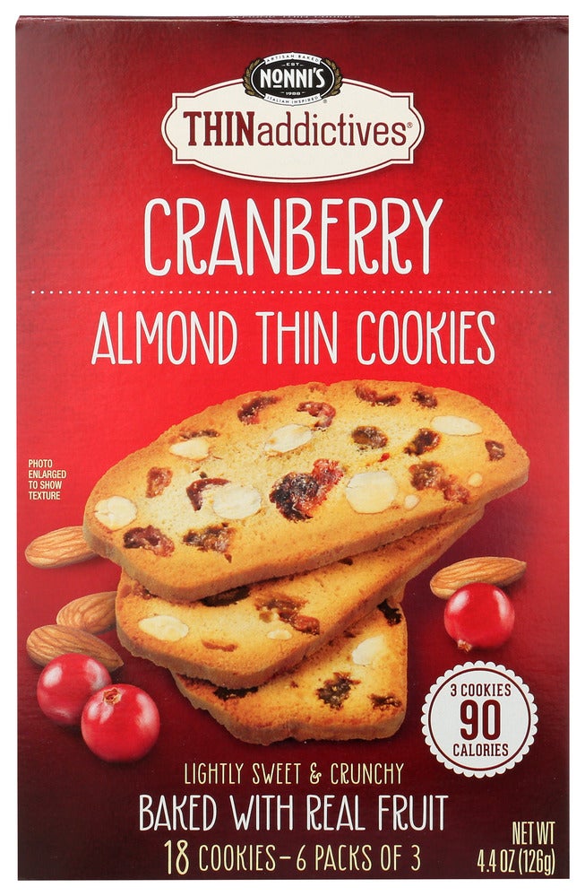 Cookies Thins, Cranberry Almond, Shelf-Stable,6 - 4.4 OUNCE