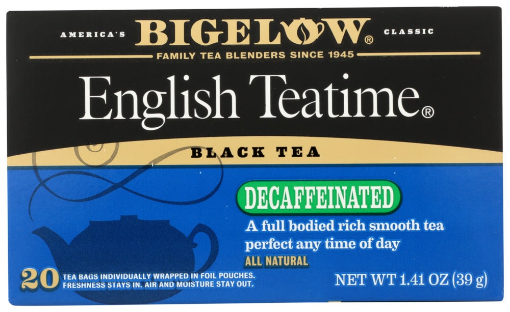 Tea, Black, English Teatime, Decaffeinated, Individually Wrapped with String,6 - 20 COUNT