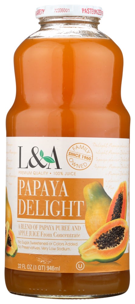 Juice, Papaya, 100%, No Sugar Added, Shelf-Stable,6 - 32 FLUID