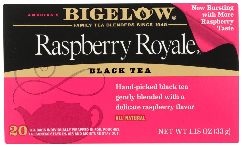 Tea, Black, Raspberry, Individually Wrapped with String,6 - 20 COUNT