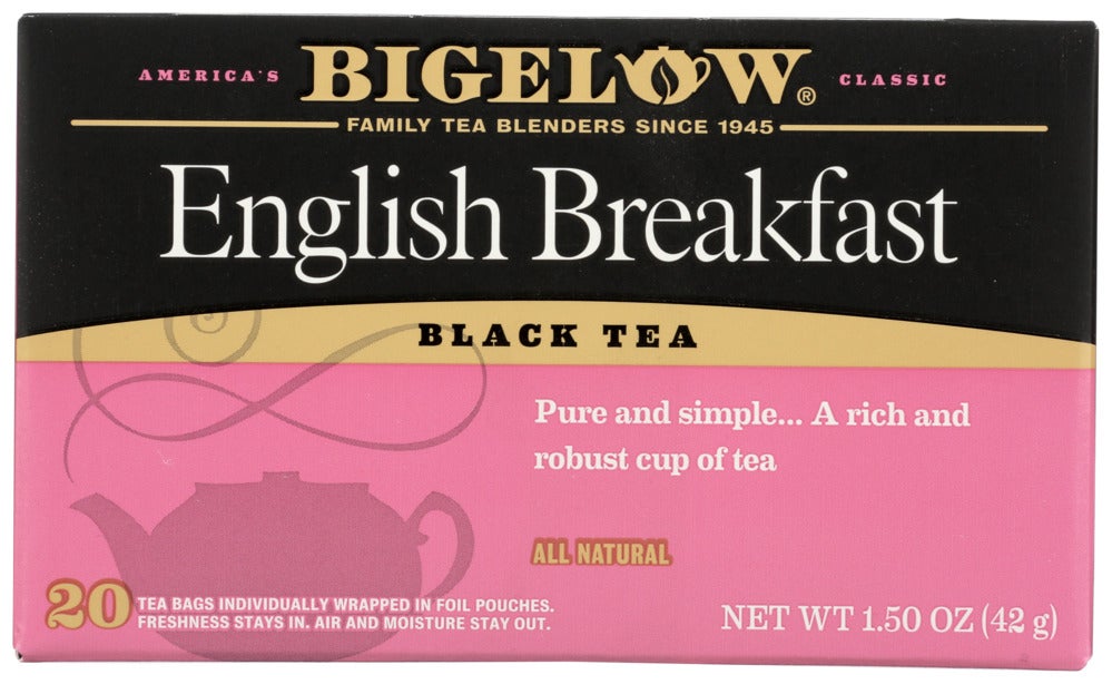 Tea, Black, English Breakfast, Individually Wrapped with String,6 - 20 COUNT