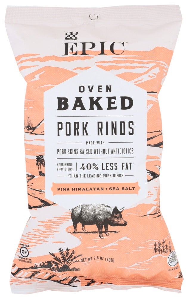 Pork Rinds, Baked, Pink Himalayan Sea Salt,12 - 2.5 OUNCE