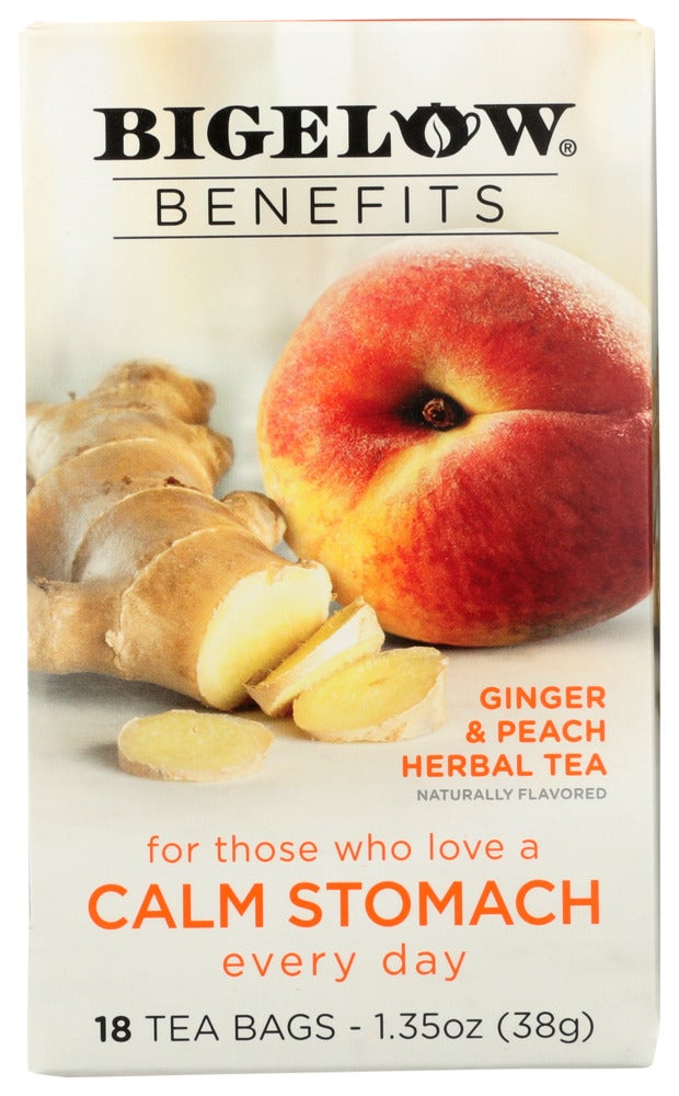 Tea, Herbal, Calm Stomach, Ginger & Peach, Individually Wrapped with String,6 - 18 COUNT