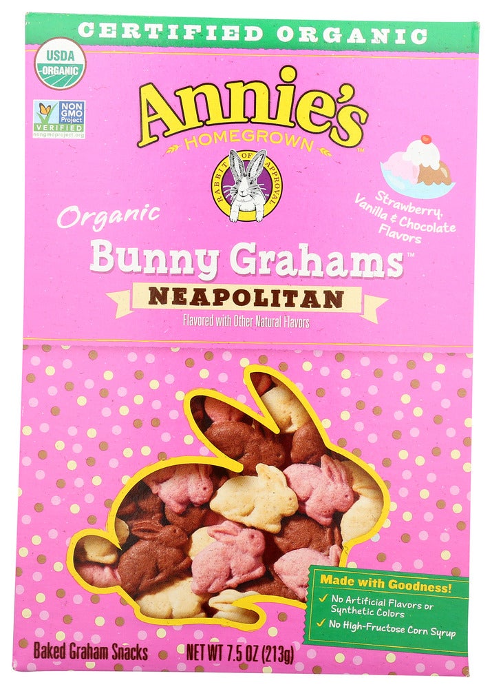 Crackers, Graham, Assorted Neapolitan, Bunny, Strawberry/Vanilla/Chocolate, Shelf-Stable,12 - 7.5 OUNCE