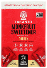 Sugar Substitute, Golden Monk Fruit, contains Erythritol, Single-Serve Packets,8 - 30 COUNT