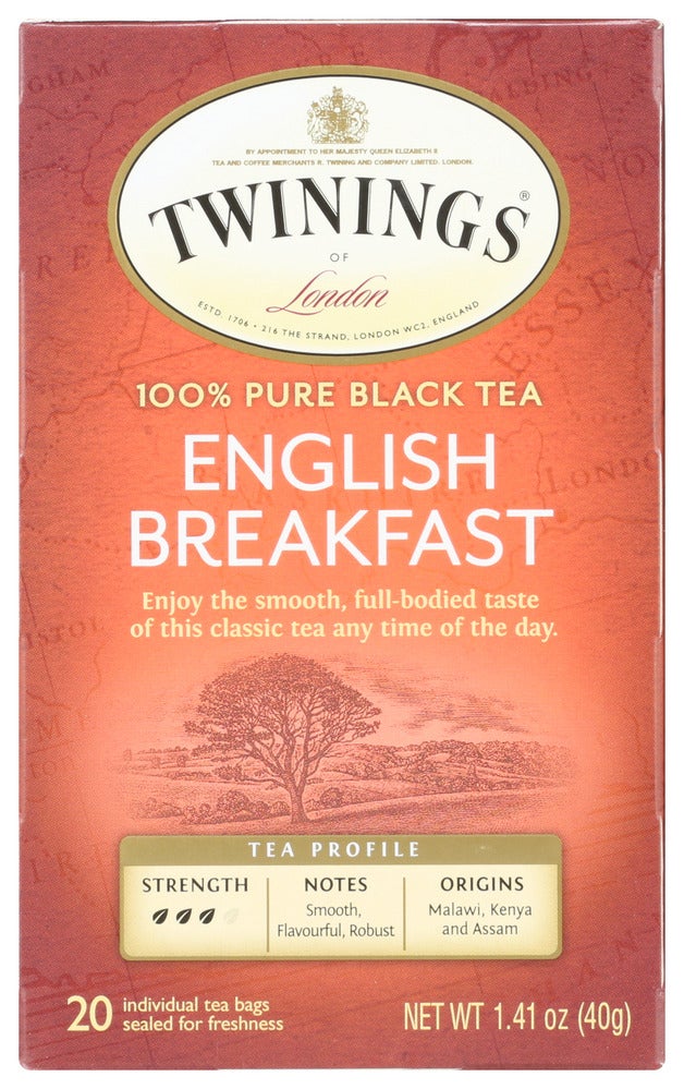 Tea, Black, English Breakfast, Individually Wrapped with String,6 - 20 COUNT