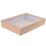 Boxes, Catering, 18 x 12.25 x 3.25 Inch, Paper, Kraft, Rectangular, with Window,1 - 100 COUNT