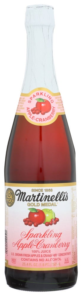 Juice, Apple & Cranberry, 100%, Sparkling, Shelf-Stable, Glass,12 - 25.4 FLUID
