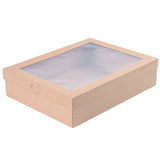 Boxes, Catering, 14.25 x 10 x 3.25 Inch, Paper, Kraft, Rectangular, with Window,1 - 100 COUNT