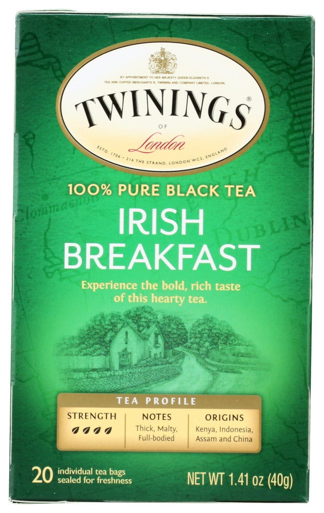Tea, Black, Irish Breakfast, Individually Wrapped with String,6 - 20 COUNT