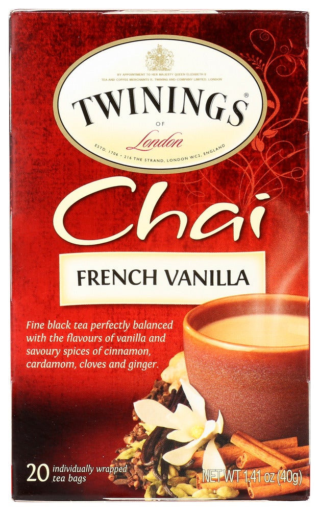 Tea, Black, French Vanilla Chai, Individually Wrapped with String,6 - 20 COUNT
