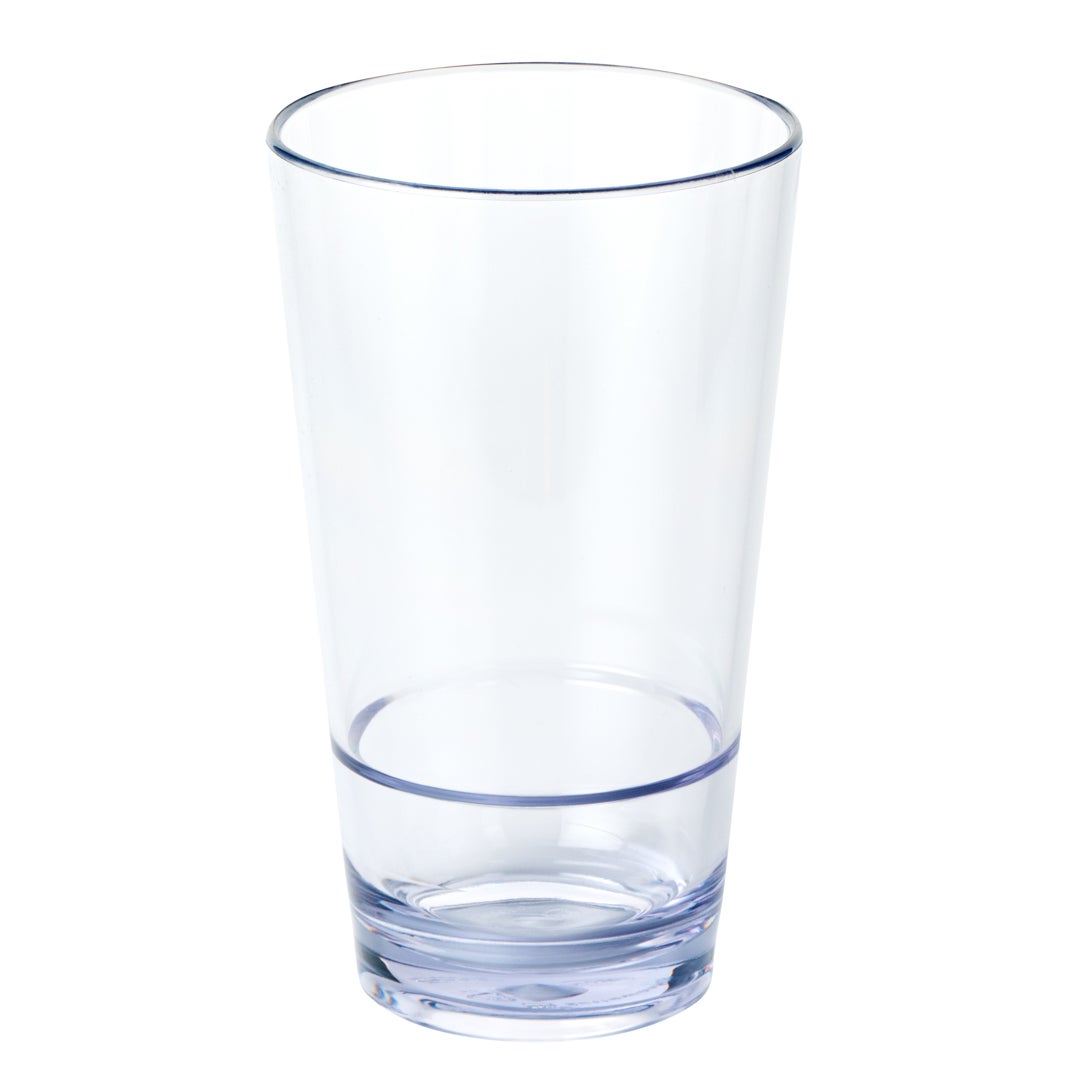 Glasses, Pint, 16 Ounce, Stackable Plastic, Clear, 3.5 x 3.5 x 5.75 Inch,1 - 12 COUNT