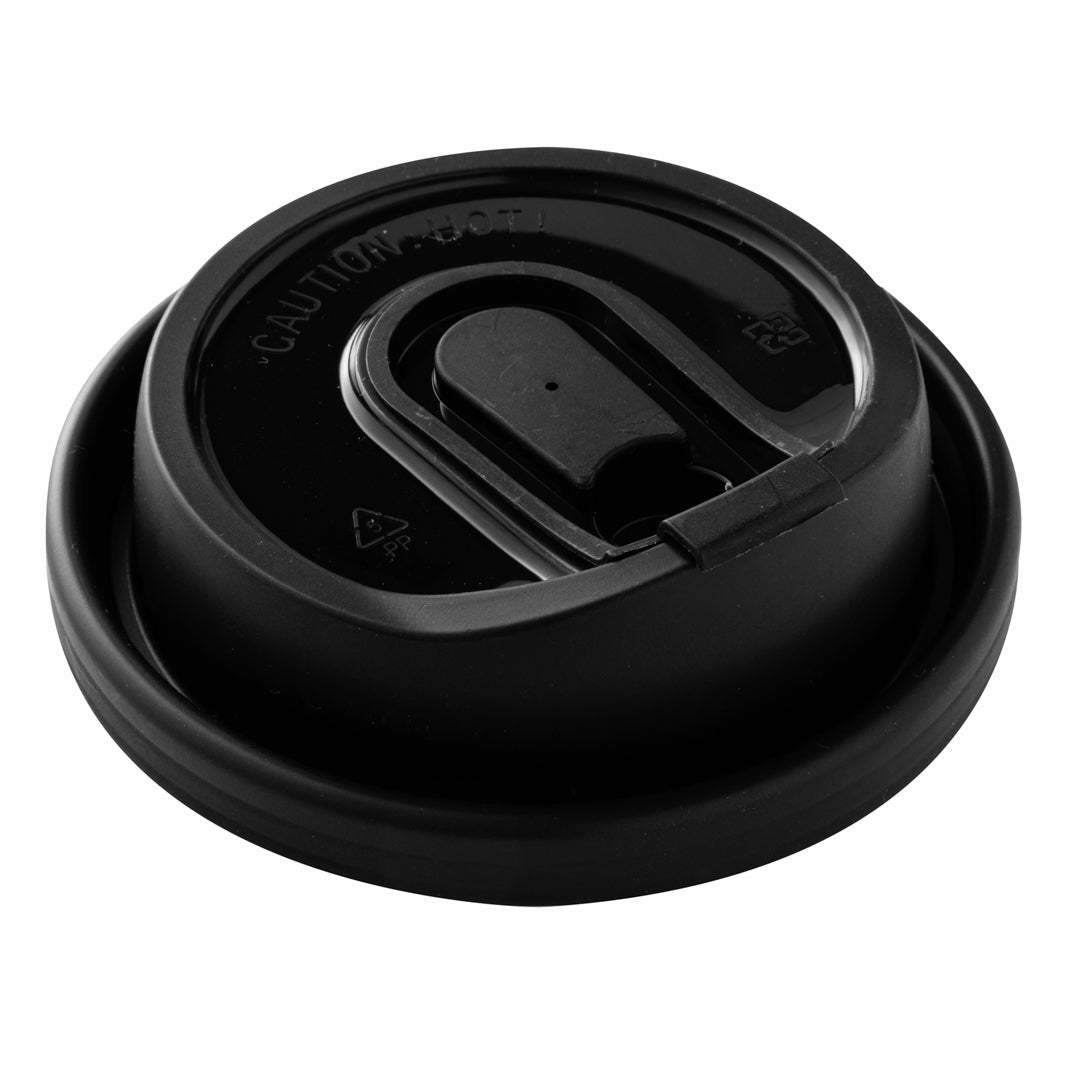 Lids, Plastic, Black, with Detachable Plug, for 8/12/16/20 Ounce Cups,1 - 25 COUNT