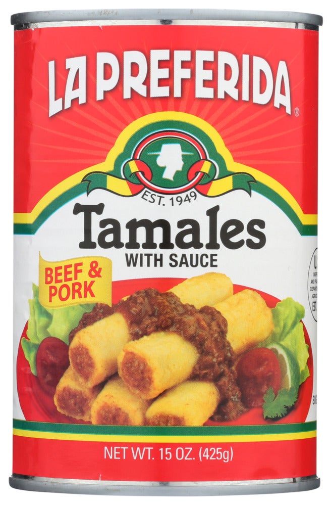 Tamale, Beef & Pork, with Sauce, Shelf-Stable,12 - 15 OUNCE