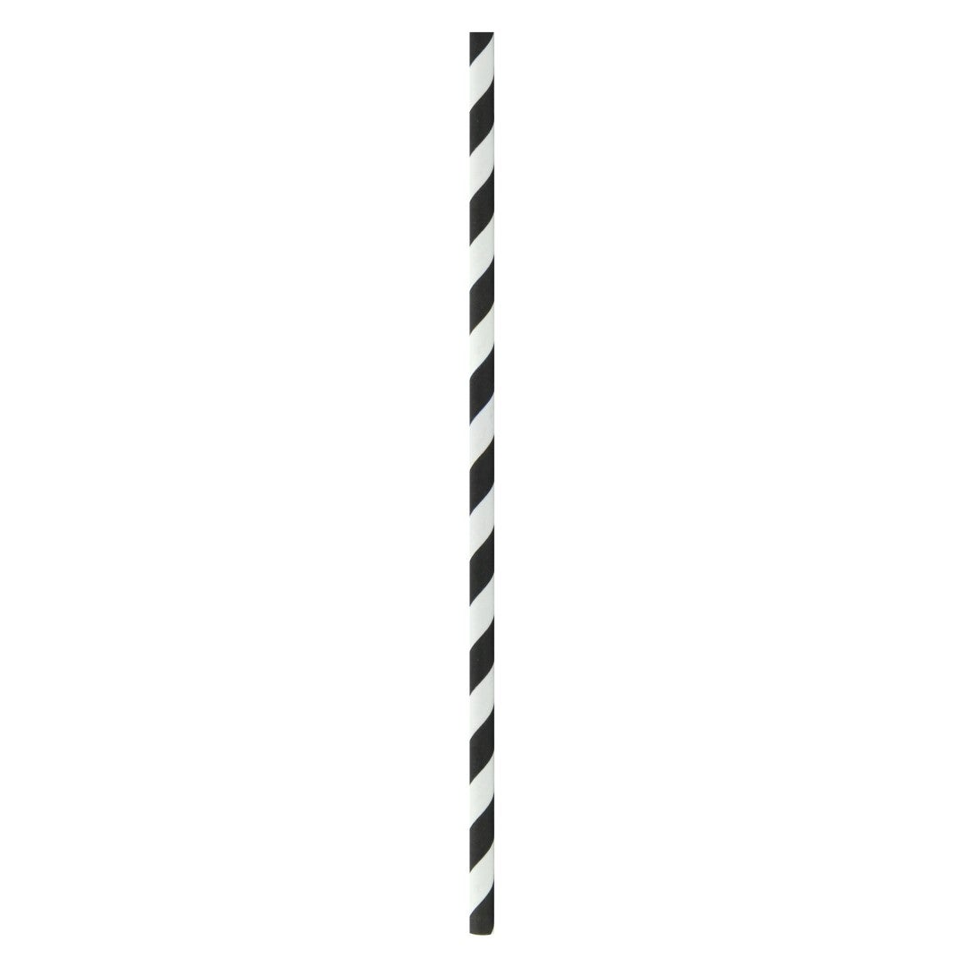 Straws, 7.75 Inch, Paper, Black Striped, Coated with Bees Wax, 7.75 Linear Inch,6 - 500 COUNT