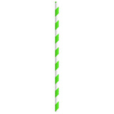 Straws, 7.75 Inch, Paper, Green Striped, Wrapped, Coated with Bees Wax, 7.75 Linear Inch,6 - 500 COUNT