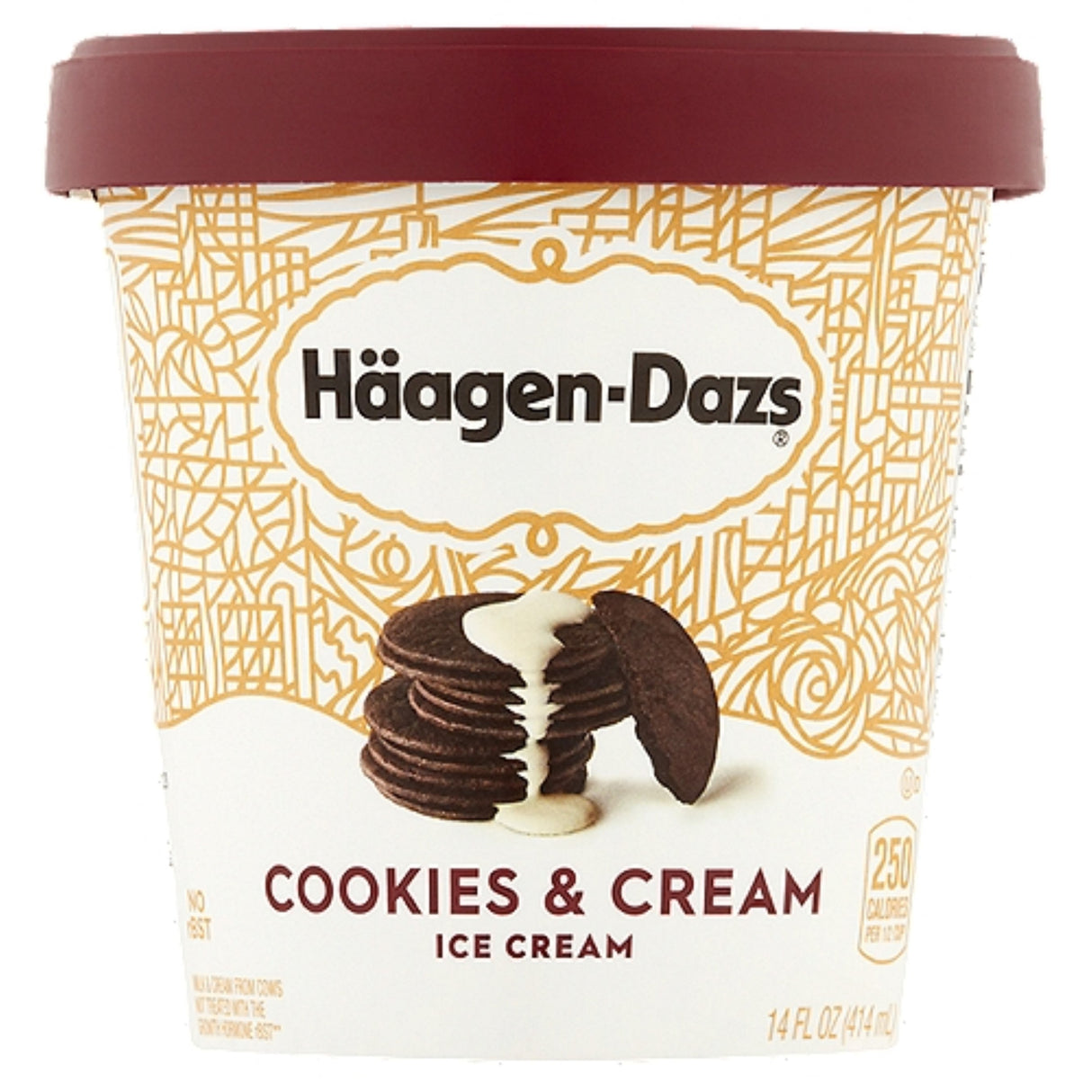 Ice Cream, Hard Serve, Cookies & Cream, Frozen,8 - 14 FLUID